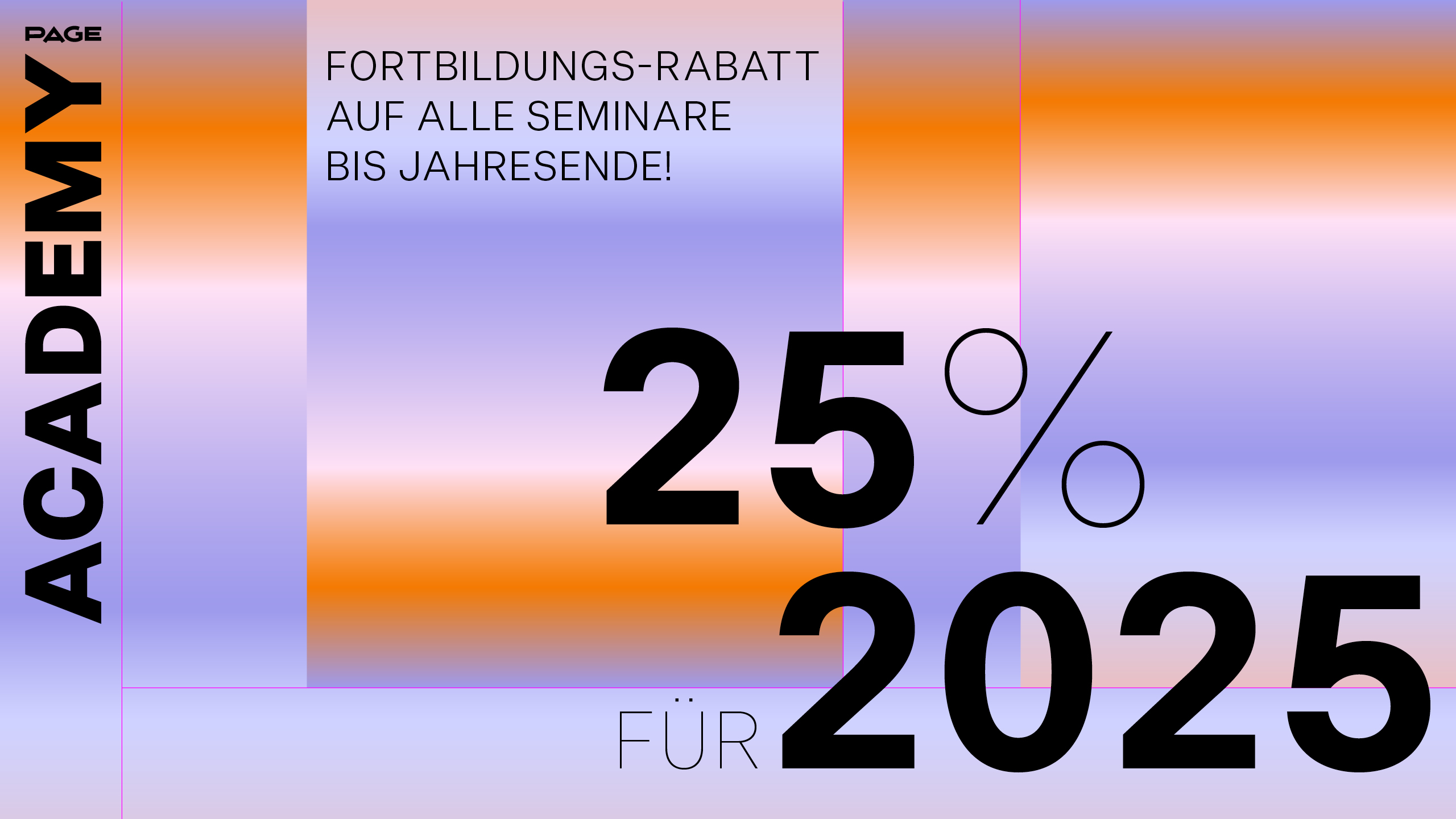 25 Prozent Fortbildungsrabatt auf alle Seminare bis Jahresende 2025