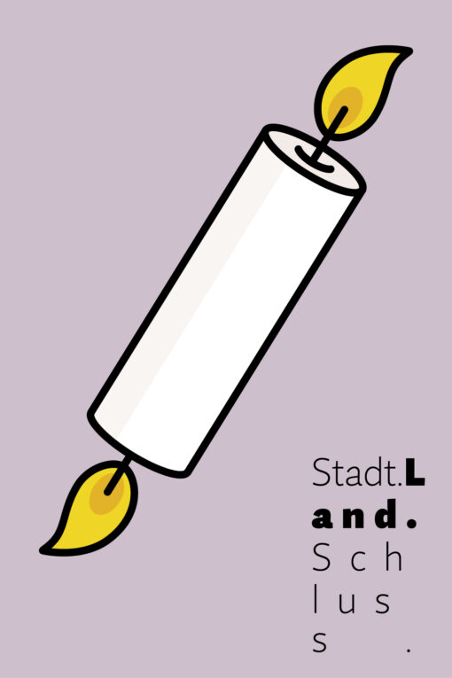 Key Visual für den Pecha-Kucha-Award von Stadt.Land.Schluss., Motiv ist eine Kerze mit zwei brennenden Enden