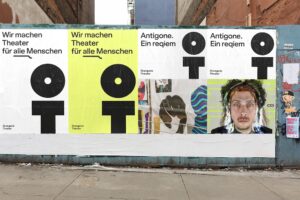 Barrierefreies Rebranding des Orangerie Theater: Plakate an Wand