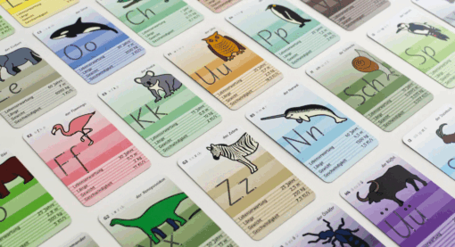 Schulschrift Primæ, Anwendungsbeispiel Tier-Quartett-Karten