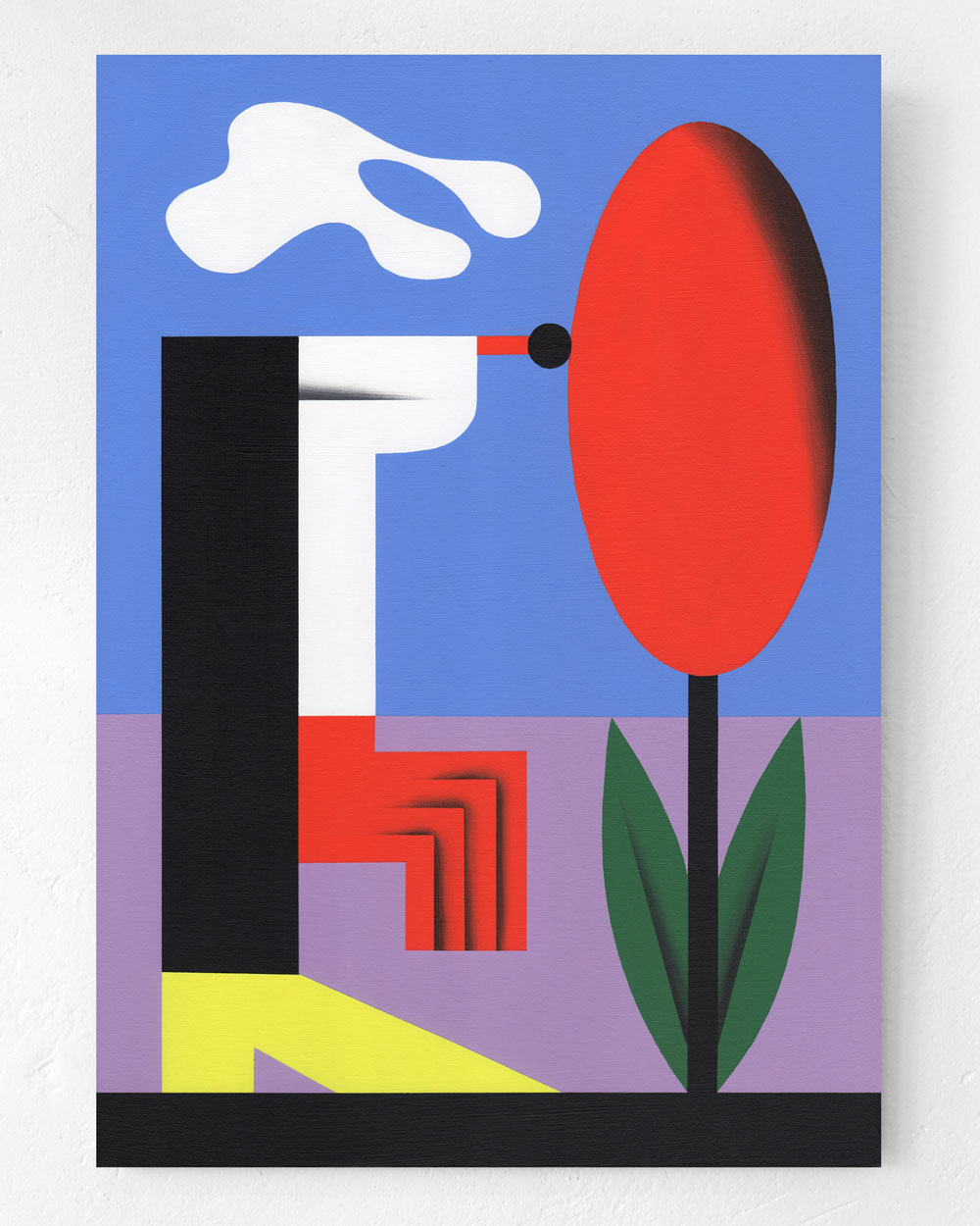 Zebu, Illustration, Freie Arbeit, Acryl auf Holz, 29,6cm x 42cm, 2022