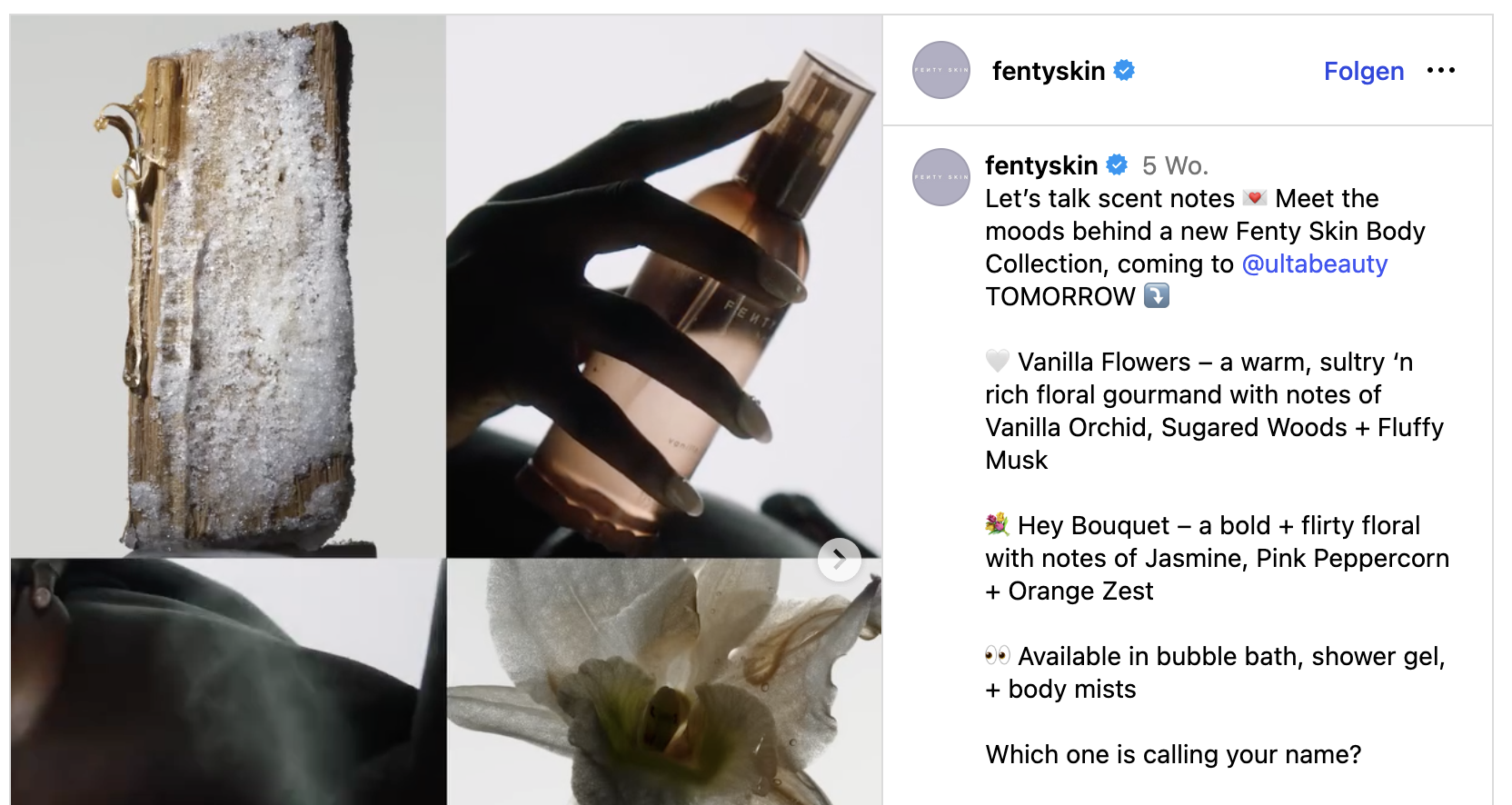 Instagram-Post Fenty Skin Body Collection