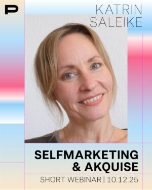 In unserem neuen Impuls-Webinar am 10.12.2025 zeigt Akquise-Expertin Katrin Saleike, wie Designer:innen und Kreative mit einem klaren System regelmäßig wertschätzende Kund:innen und gut bezahlte Aufträge gewinnen.