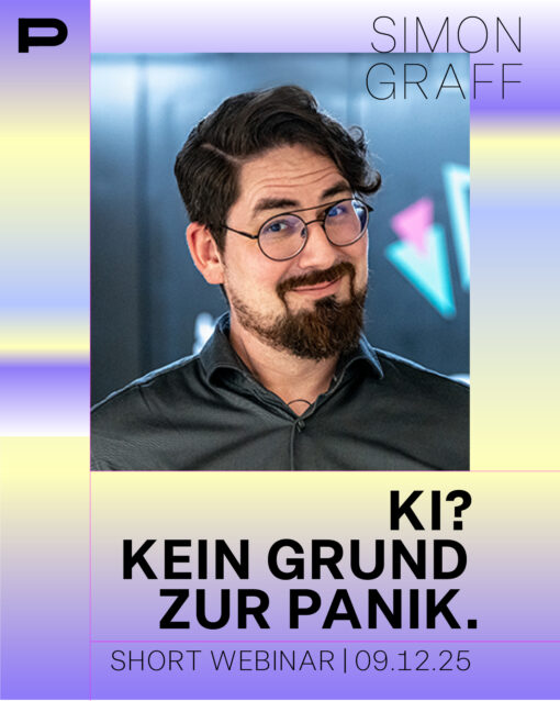 unser neues 2-Stunden-Webinar zum Thema KI-Tools: verständliche Basics, echte Cases, klare Grenzen und einfache Wege, um KI sinnvoll in den eigenen Kreativalltag zu integrieren.