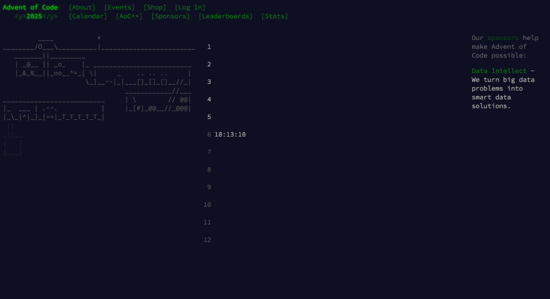 Advent of Code Sreenshot der Website