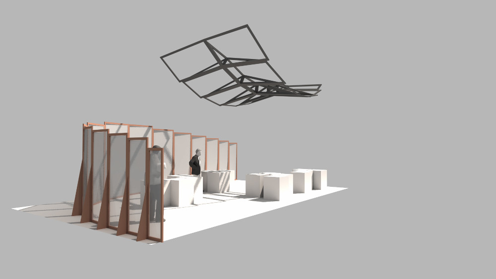 Buchmesse Stand, digitaler Enwturf