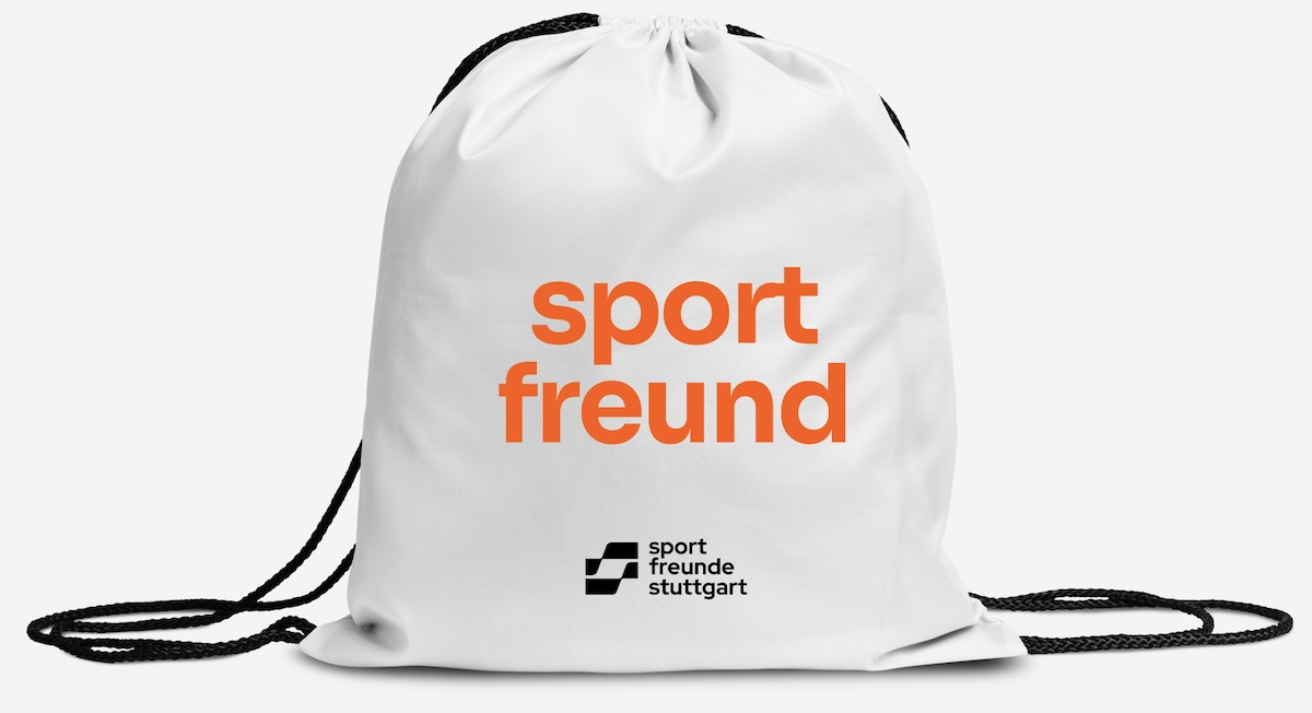 Merchandise Sportbeutel sport freunde stuttgart weiß mit organgefarbenem Aufdruck