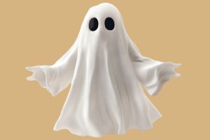 Ghosting Emoji auf sandfarbenem Hintergrund