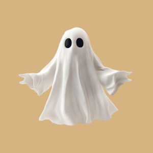 Ghosting Emoji auf sandfarbenem Hintergrund