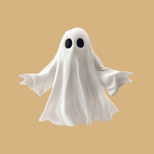 Ghosting Emoji auf sandfarbenem Hintergrund