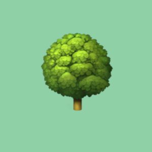 Ein Baum-Emoji vor einem hellgrünen Hintergrund