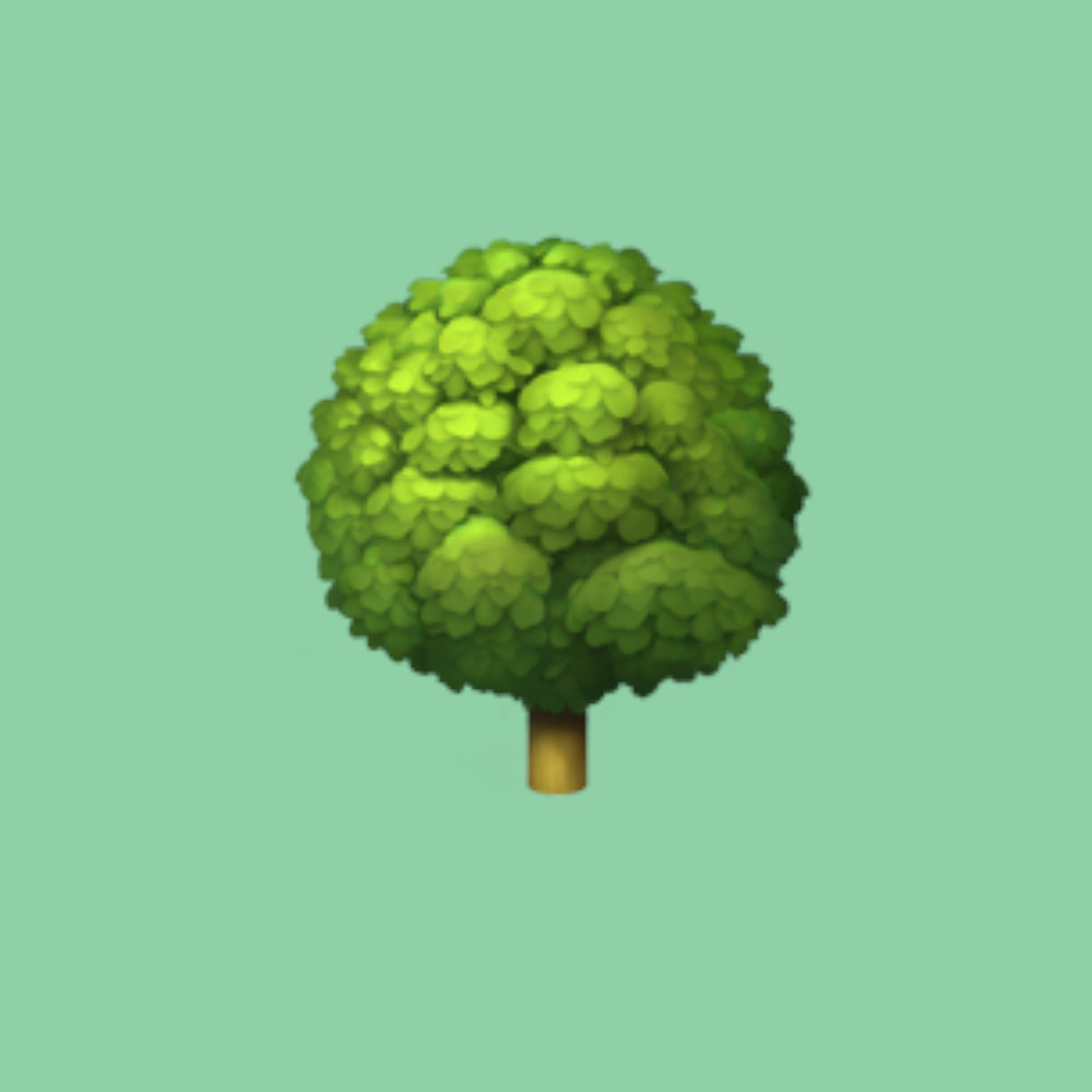 Ein Baum-Emoji vor einem hellgrünen Hintergrund 