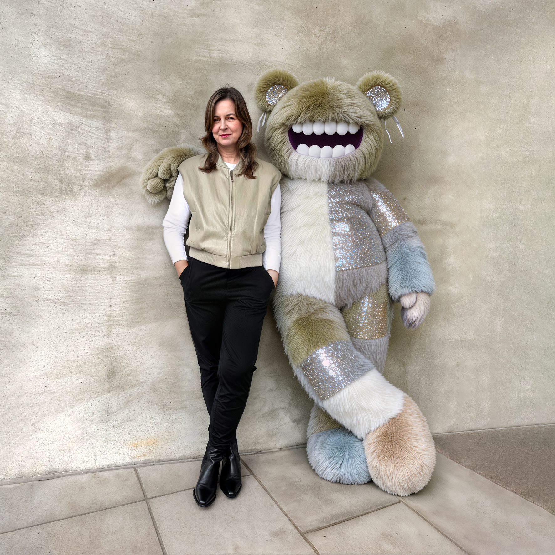 Jeannette Bergen mit einem von ihr kreierten KI-Monster