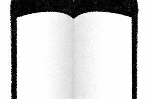 Schwarzweißes Poster mit pointillistisch-kreideartigem Duktus: Zwei Weinflaschen-Silhouetten stehen dicht nebeneinander und nehmen das gesamte Bildformat ein; ihre Umrisse sind aus unzähligen kleinen schwarzen Punkten und Kritzeltexturen aufgebaut, sodass ein körnig-skizzenhafter Effekt entsteht. Die sich berührenden Etikettflächen der beiden Flaschen erzeugen im Negativraum eine weiß leuchtende, buchähnliche Doppelseite – ein aufgeschlagenes Buch oder zwei Etiketten als gemeinsame Fläche. Oben zwischen den Flaschenhälsen das »TERRAS GAUDA«-Logo in kleiner Serifschrift.