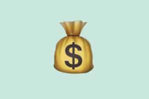 Geld Emoji auf hellblauem Hintergrund