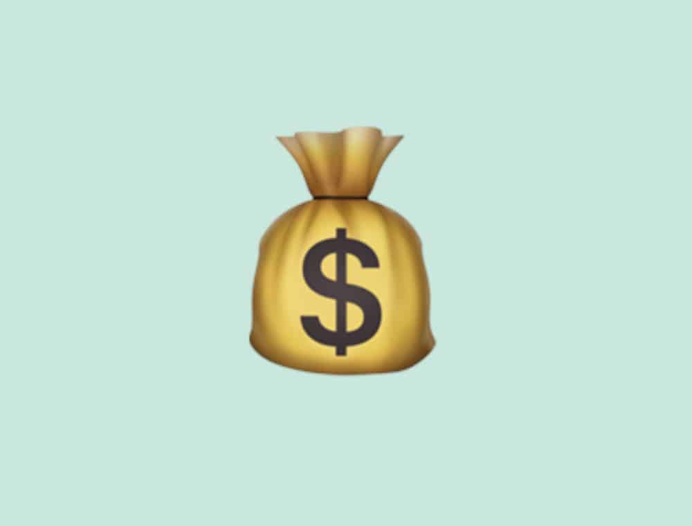Geld Emoji auf hellblauem Hintergrund