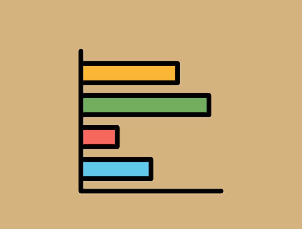 Grafisches Balkendiagramm auf sandfarbenem Hintergrund