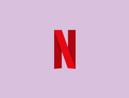 rotes Netflix Logo auf fliederfarbenem Hintergrund