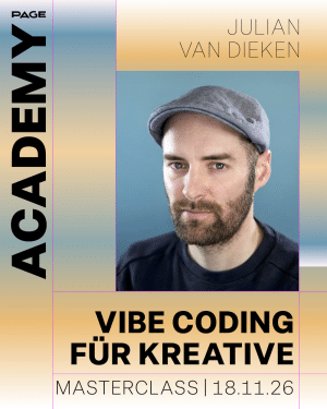 Im Seminar am 18.11. zeigt Mediengestalter und KI-Referent Julian van Dieken, wie Kreative per Sprache funktionierende Software bauen. Am Ende des Tages hast du deine erste eigene App auf dem Rechner, die ein konkretes Problem von dir löst.